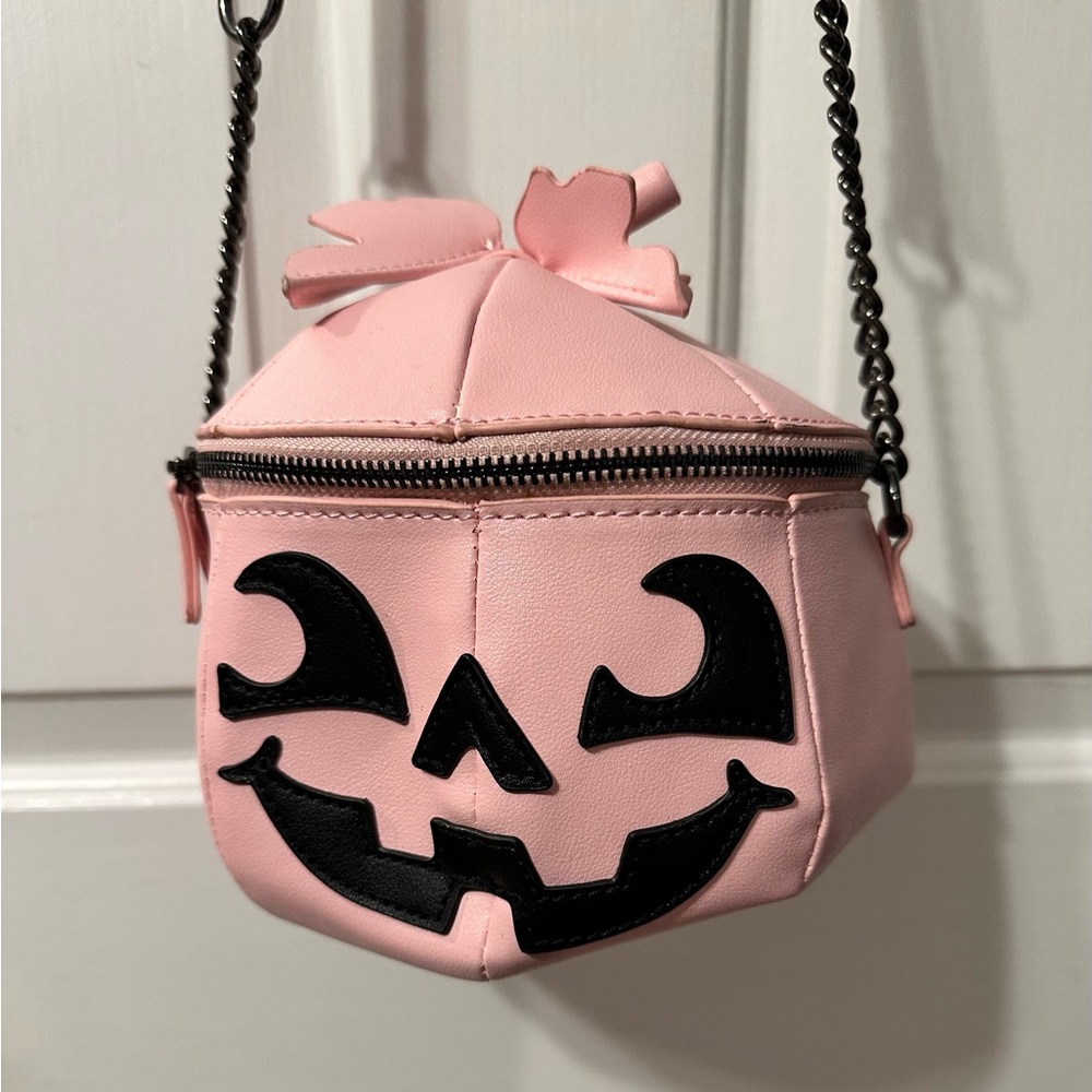 Pink Pumpkin Face Crossbody Bag by Mad Engine, Fine by Me